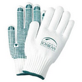 White Freezer Gloves w/Green Grip Dots